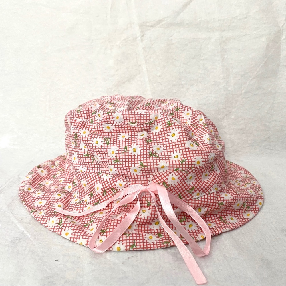 Red White and Floral Girls Hat w/ adjustable size